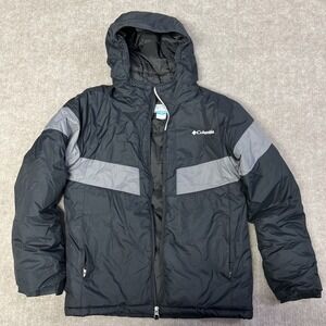 Columbia Youth Lg Black Puffer Winter Jacket with Outgrown System FLAW
